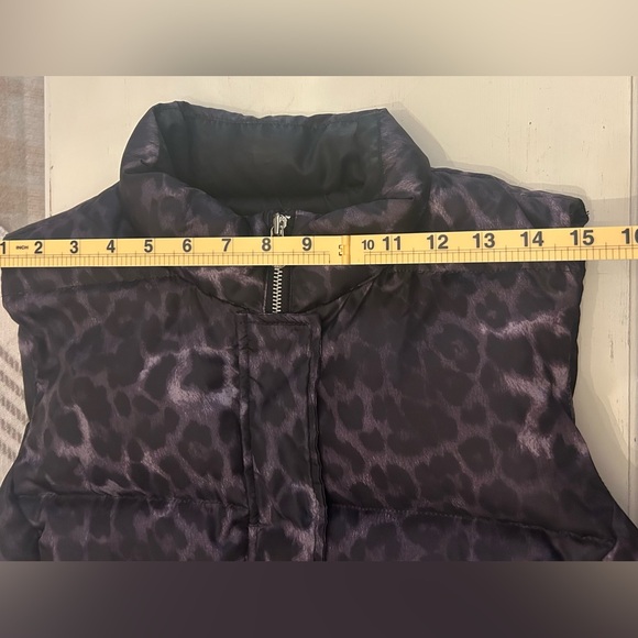 Michael Kors Gorpcore Outdoor Leopard Print Quilted Vest, Silver Zipper Sz L - Picture 12 of 15